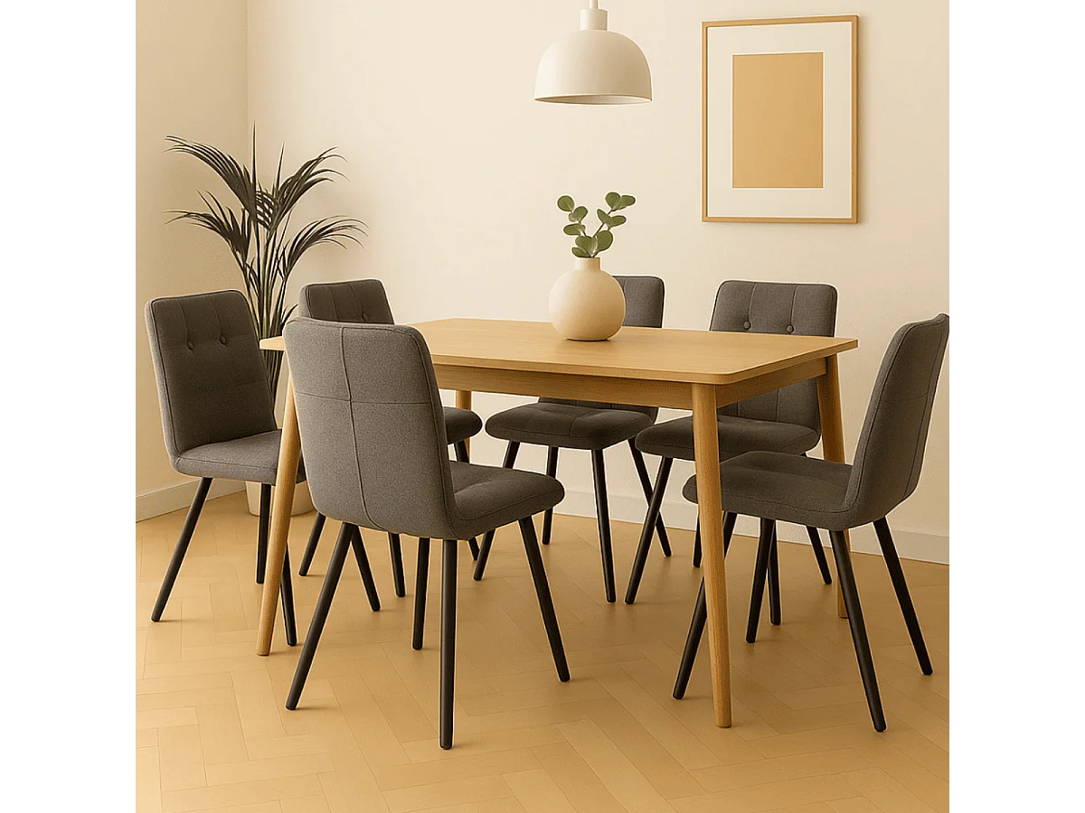 Set van 4 stoelen in stof met zwarte metalen poten L47 cm - MERY