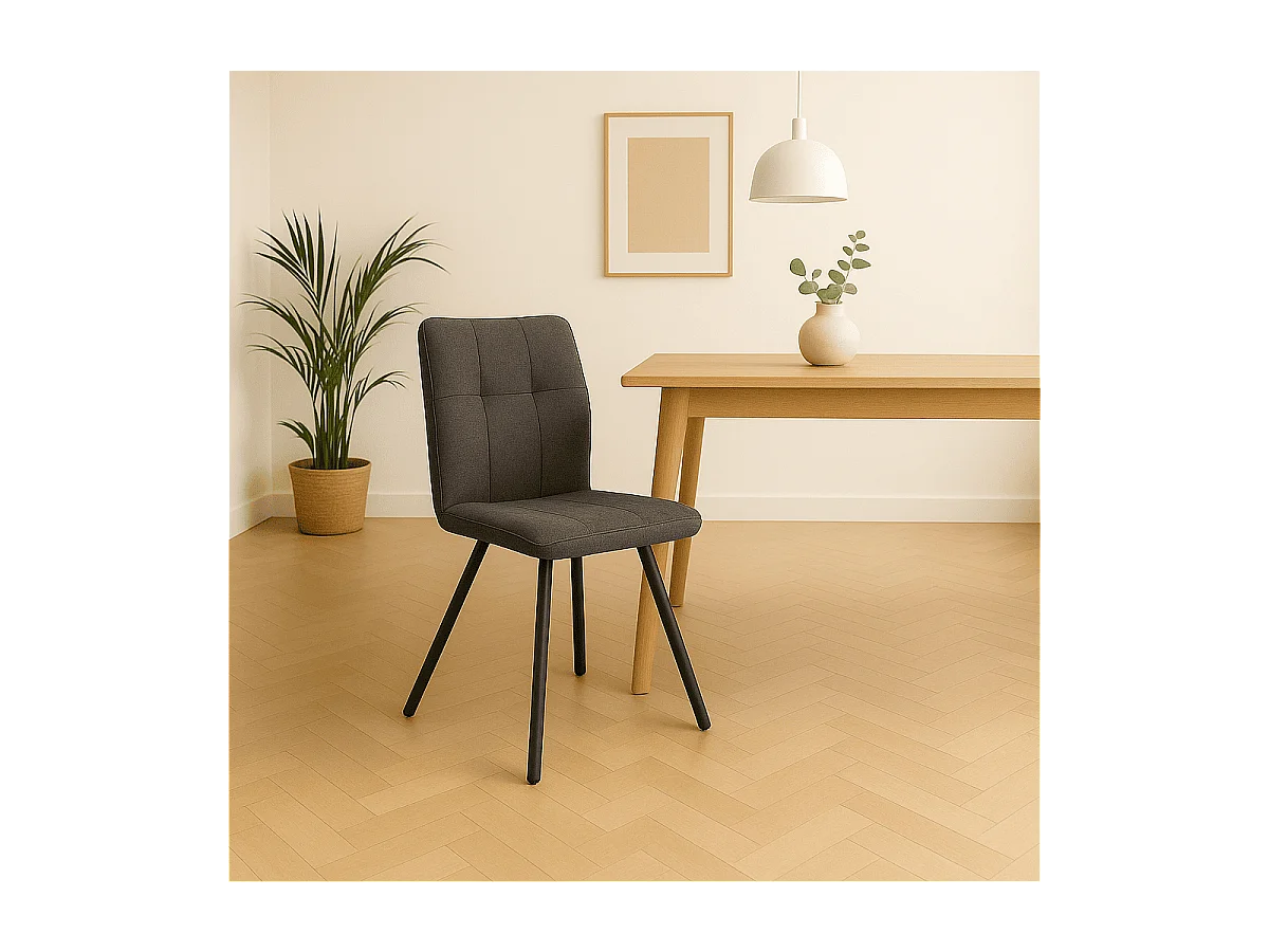 Set van 4 stoelen in stof met zwarte metalen poten L47 cm - MERY