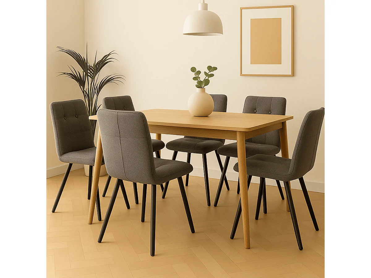 Lot de 4 chaises en tissu avec pieds en métal noir L47 cm - MERY