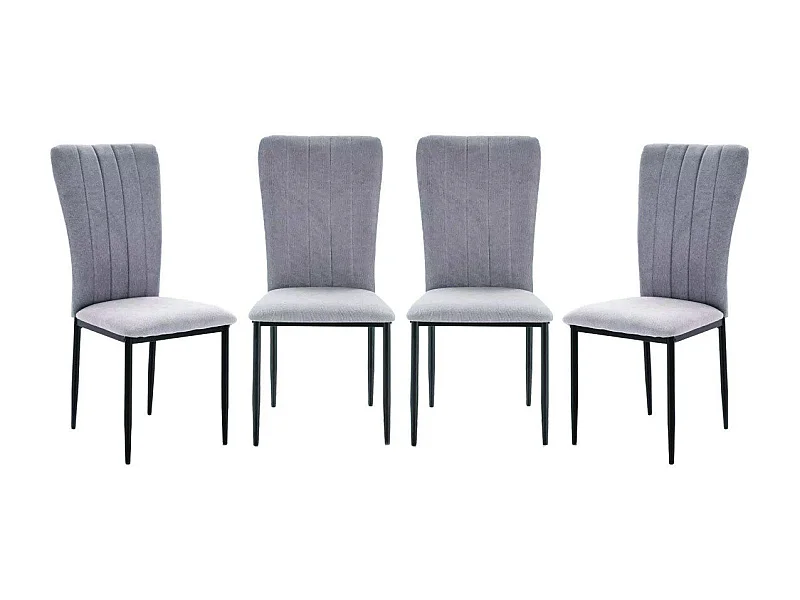 Set van 4 stoelen in stof met zwarte metalen poten L43 cm - HOLLY