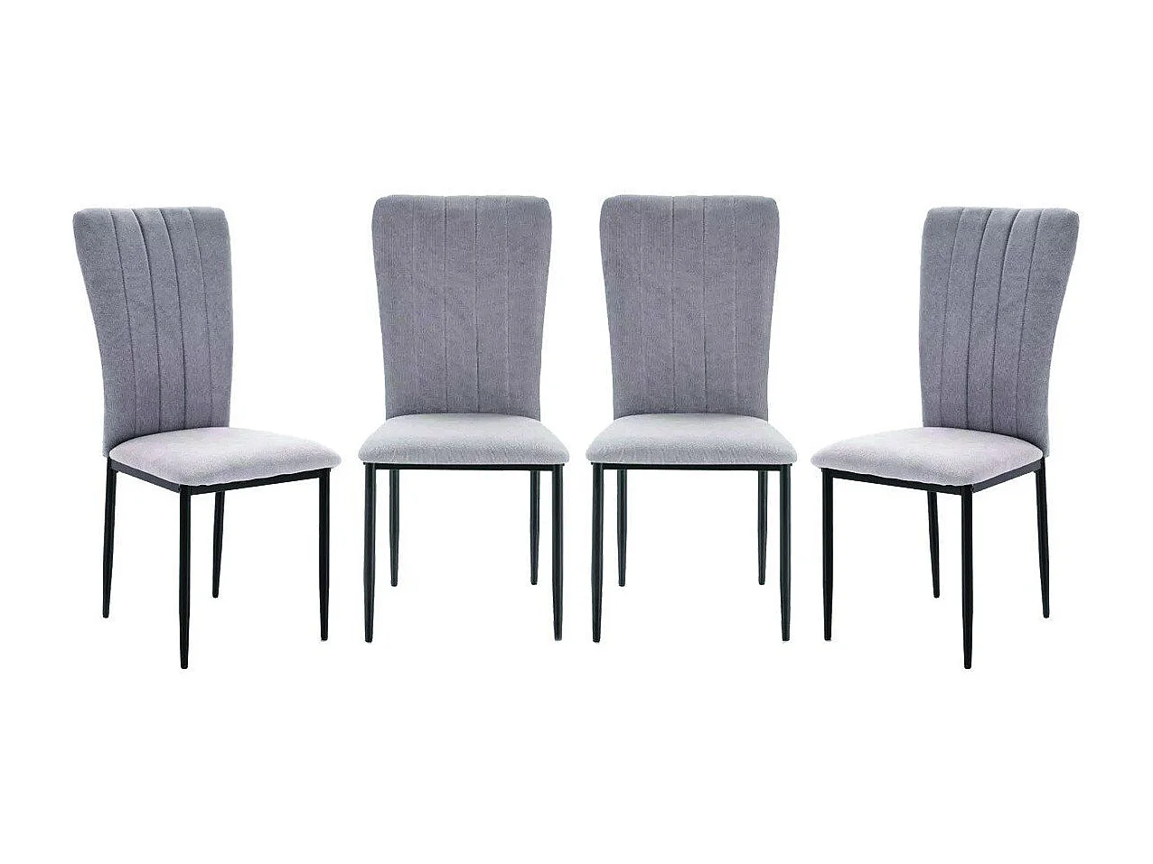 Lot de 4 chaises en tissu avec pieds en métal noir L43 cm - HOLLY