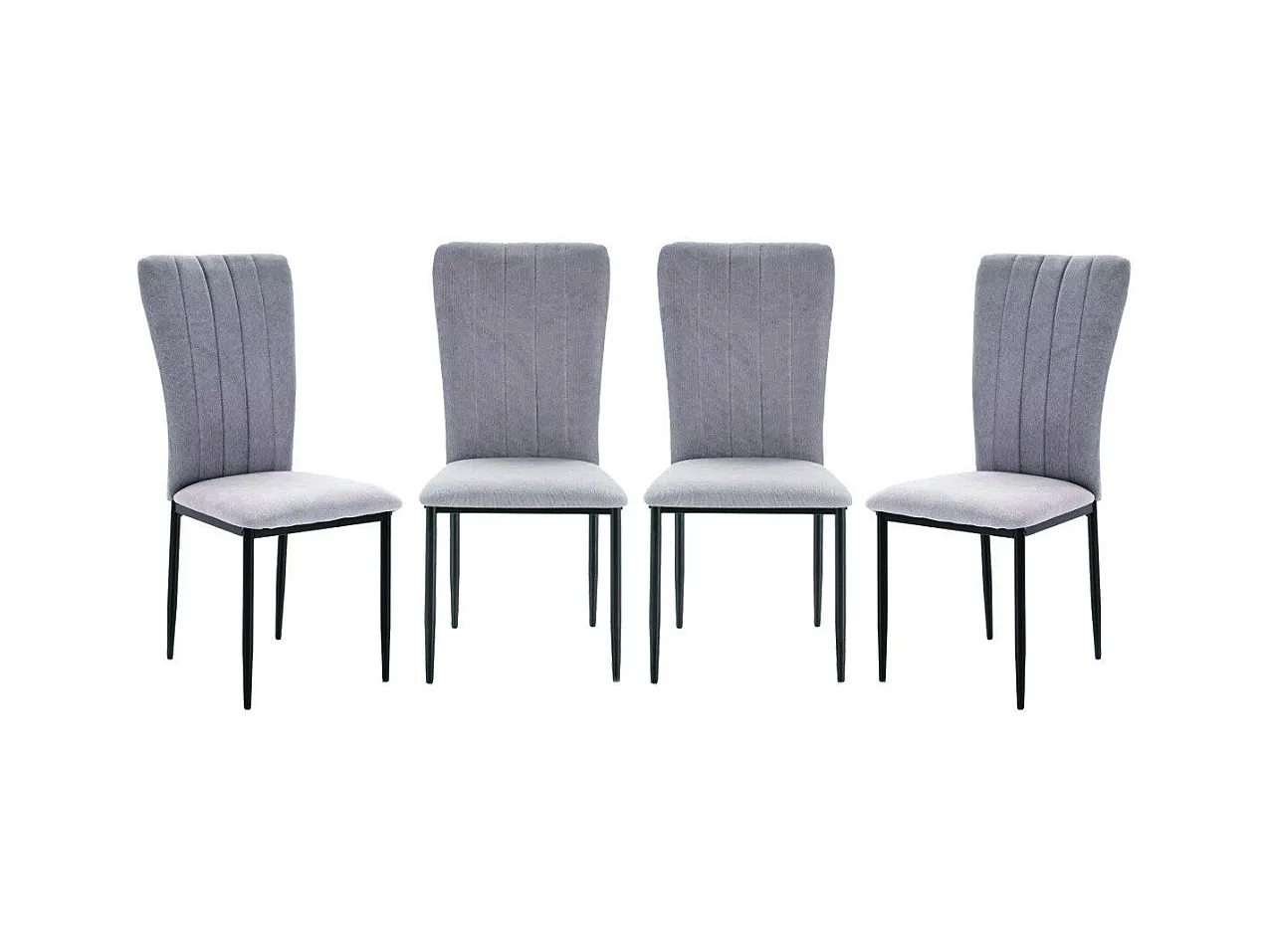 Lot de 4 chaises en tissu avec pieds en métal noir L43 cm - HOLLY