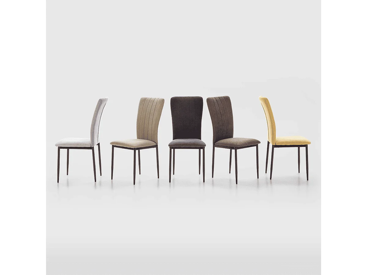 Lot de 4 chaises en tissu avec pieds en métal noir L43 cm - HOLLY