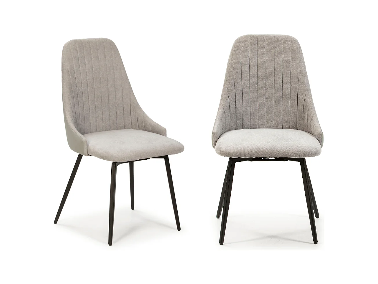 Lot de 2 chaises pivotantes en tissu avec pieds en métal noir L50 cm - ELMA