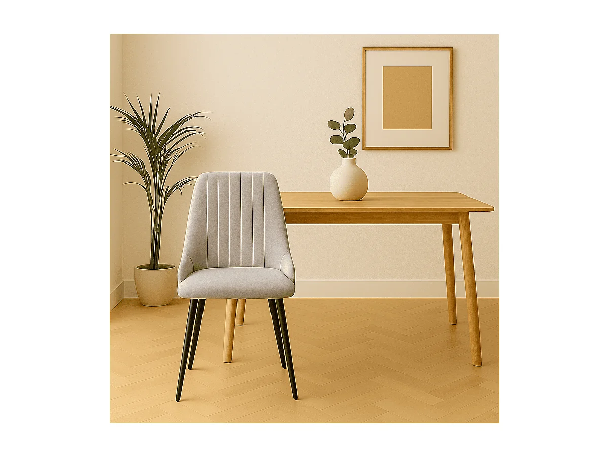 Lot de 2 chaises pivotantes en tissu avec pieds en métal noir L50 cm - ELMA