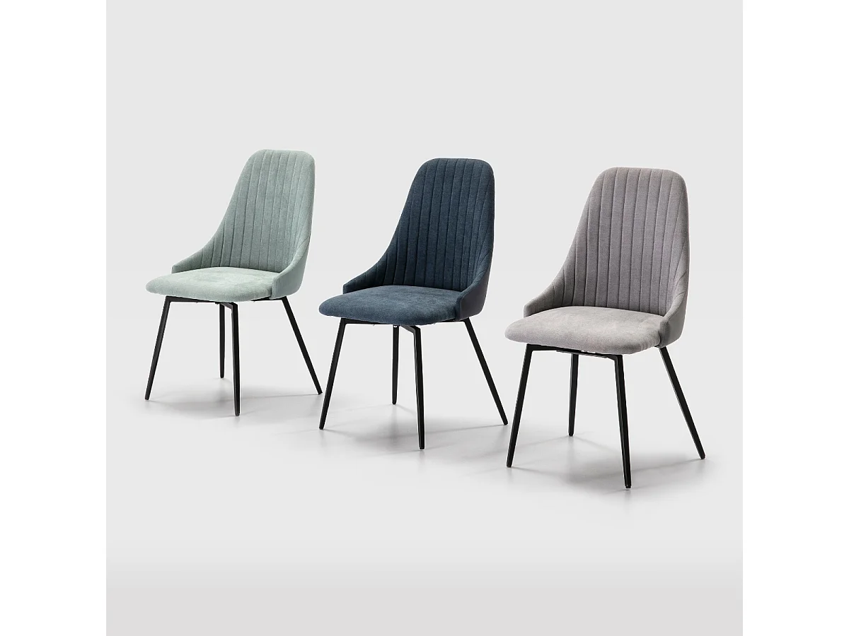 Lot de 2 chaises pivotantes en tissu avec pieds en métal noir L50 cm - ELMA