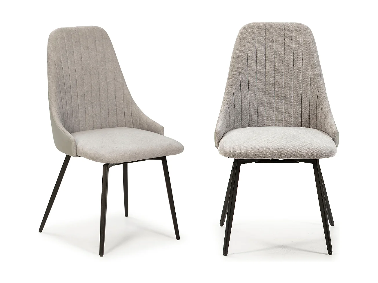 Lot de 2 chaises pivotantes en tissu avec pieds en métal noir L50 cm - ELMA