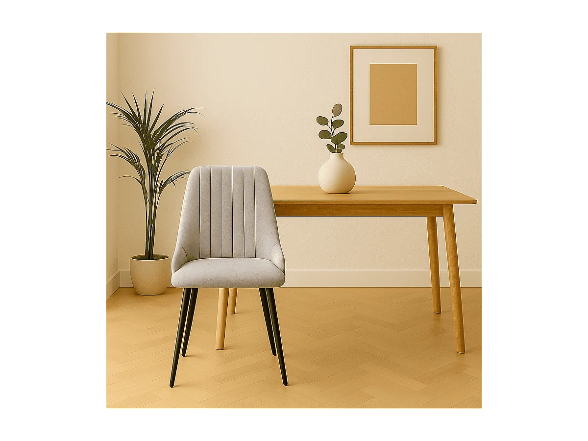 Lot de 2 chaises pivotantes en tissu avec pieds en métal noir L50 cm - ELMA