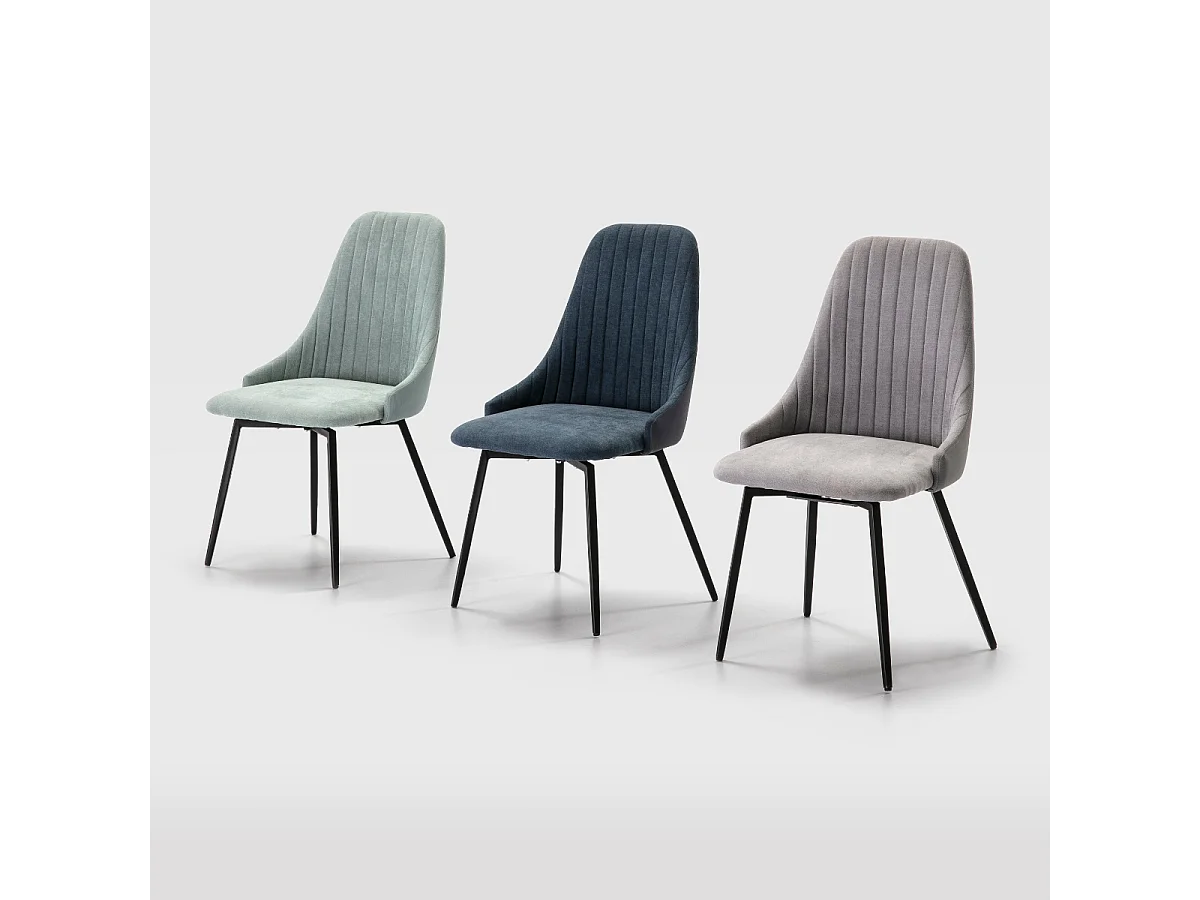 Lot de 2 chaises pivotantes en tissu avec pieds en métal noir L50 cm - ELMA