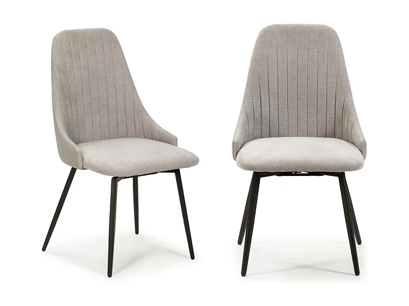 Lot de 2 chaises pivotantes en tissu avec pieds en métal noir L50 cm - ELMA