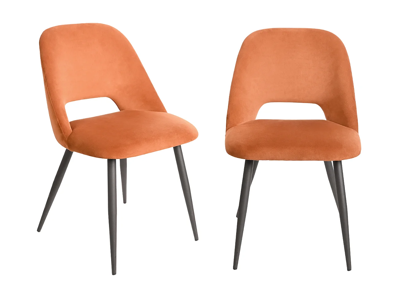 2er-Set Esszimmerstühle aus Stoff mit schwarzem Metallgestell L58 cm - AIMABLE