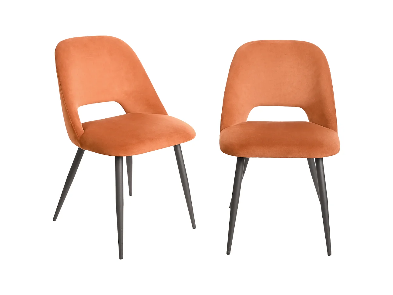 Lote de 2 sillas de comedor de tela con patas de metal negro L58 cm - AIMABLE