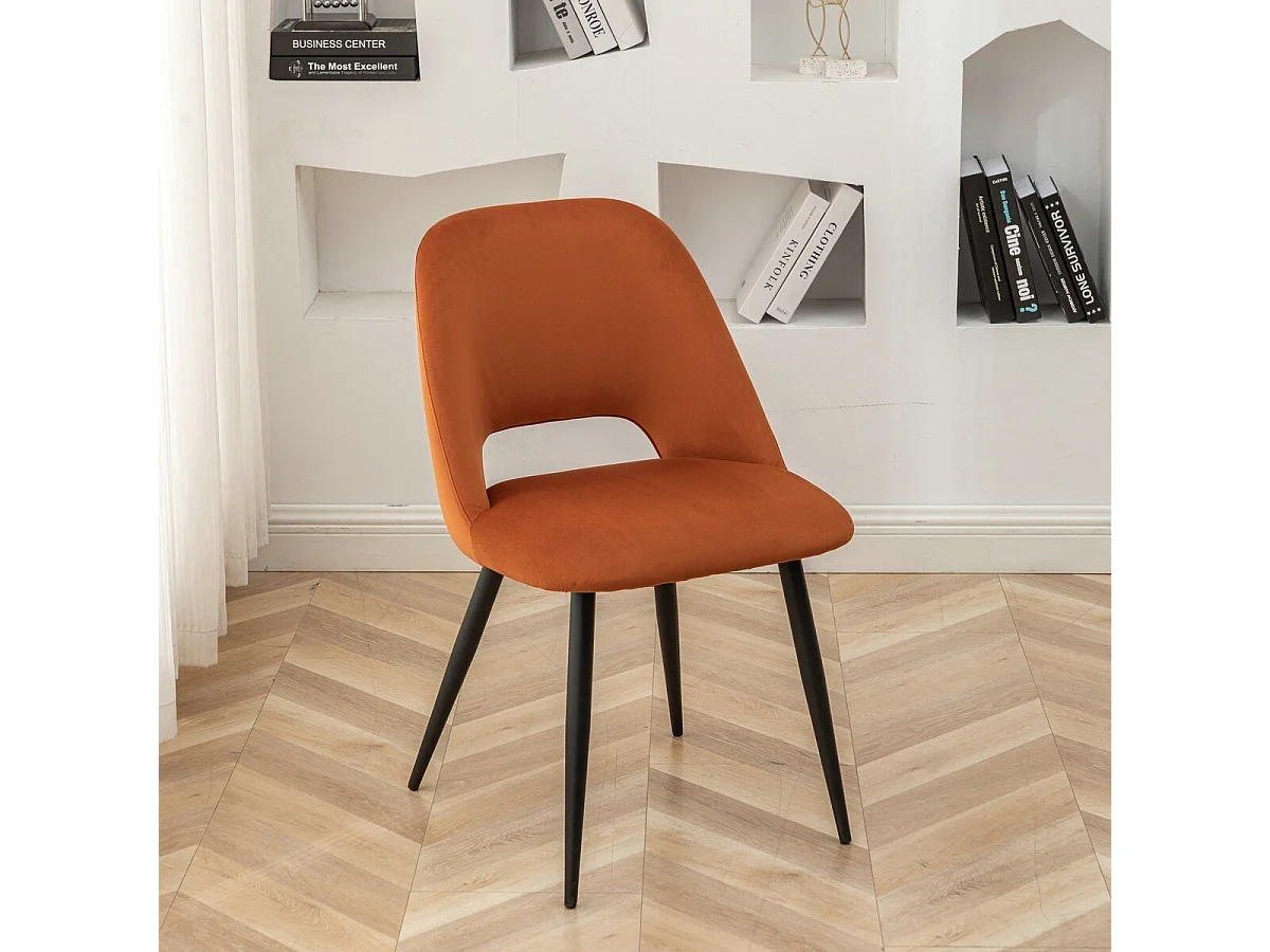 Lot de 2 chaises de séjour en tissu avec piètement en métal noir L58 cm - AIMABLE