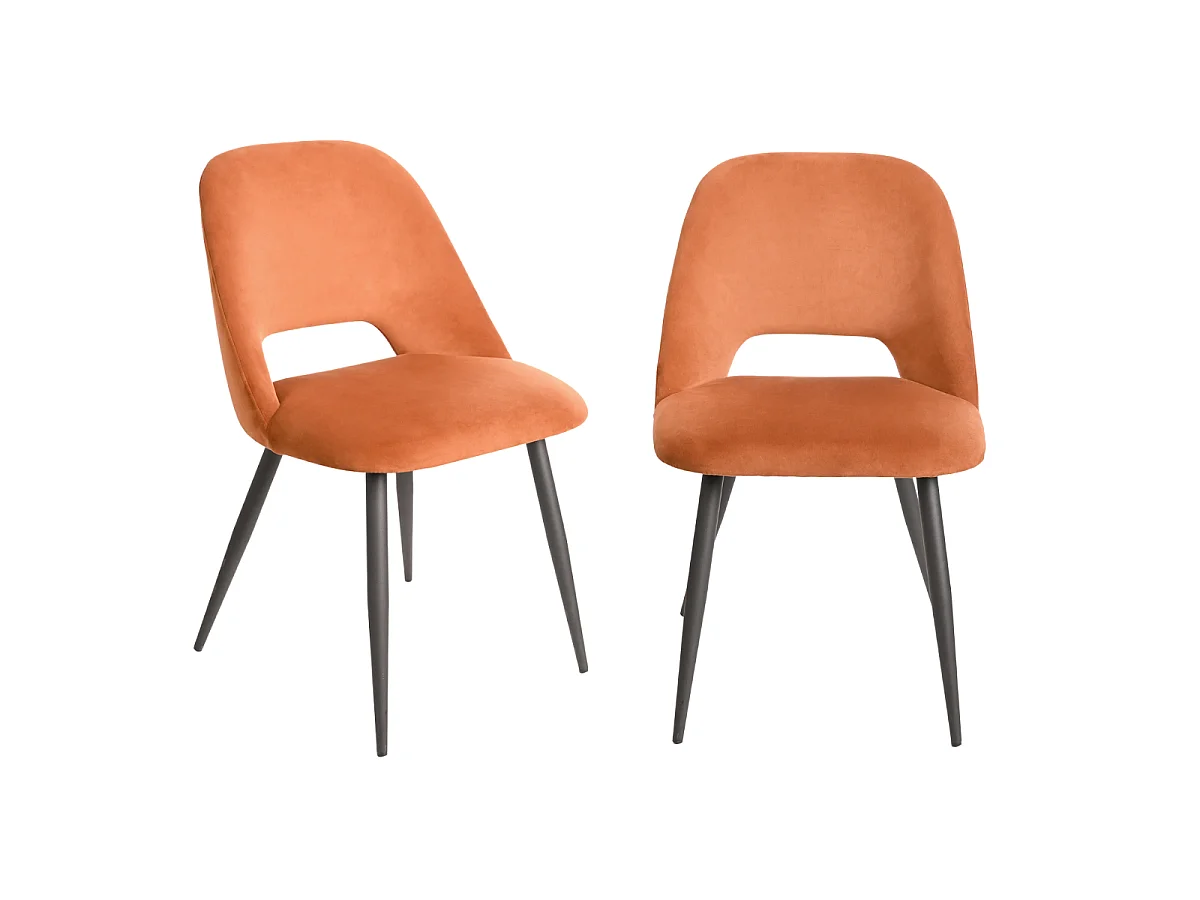 Lot de 2 chaises de séjour en tissu avec piètement en métal noir L58 cm - AIMABLE