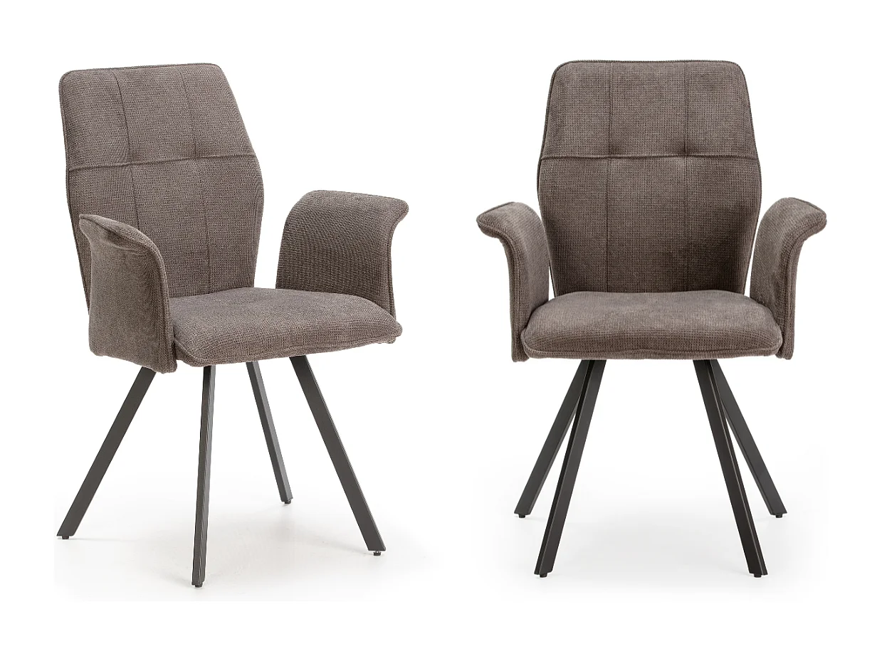 Lot de 2 fauteuils en tissu avec pieds en métal noir L62 cm - MERY