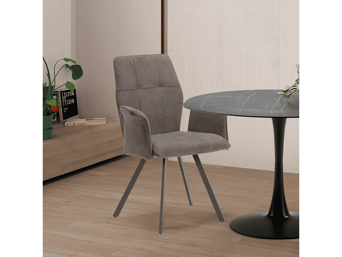 Lot de 2 fauteuils en tissu avec pieds en métal noir L62 cm - MERY