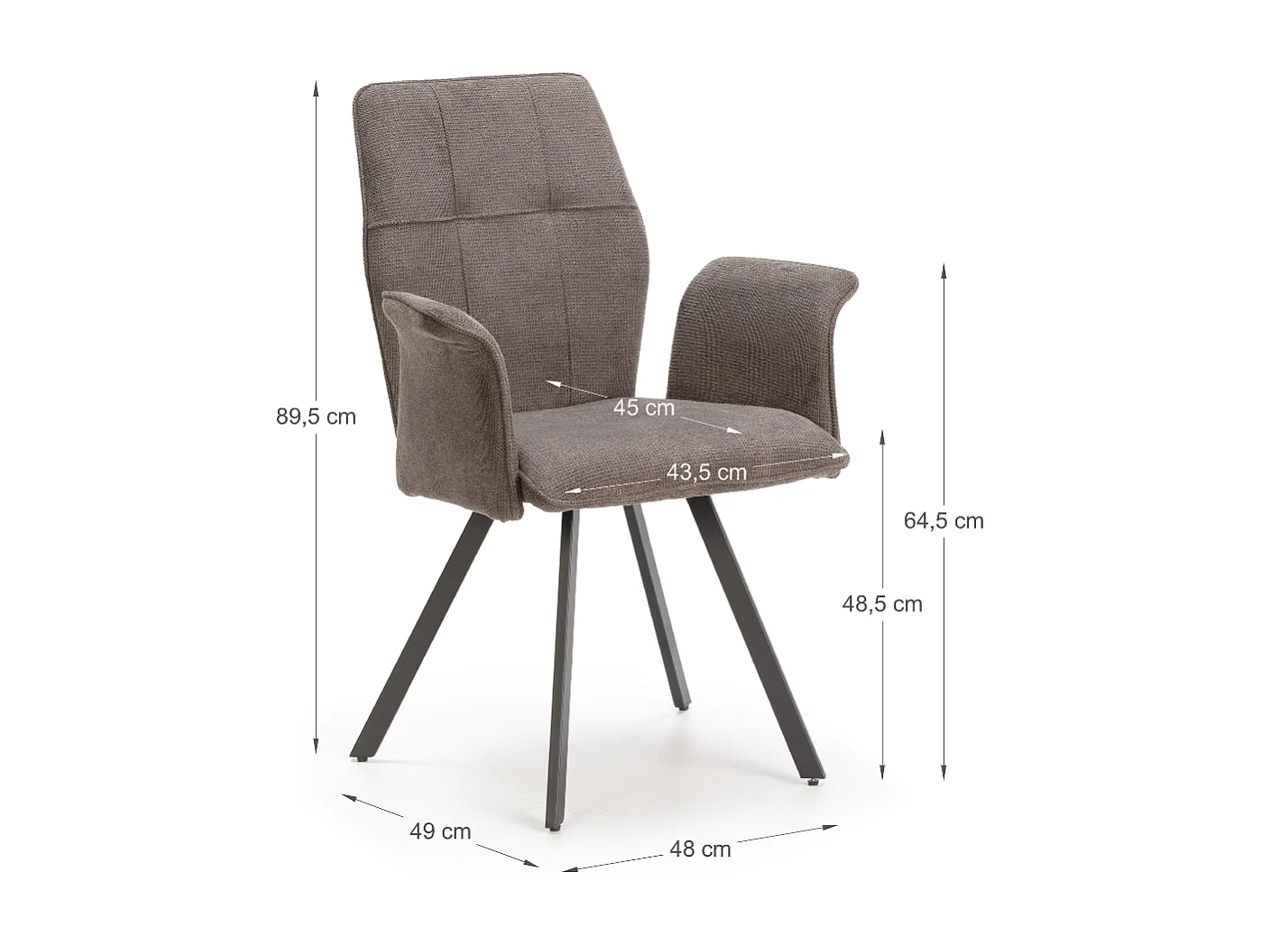 Lot de 2 fauteuils en tissu avec pieds en métal noir L62 cm - MERY