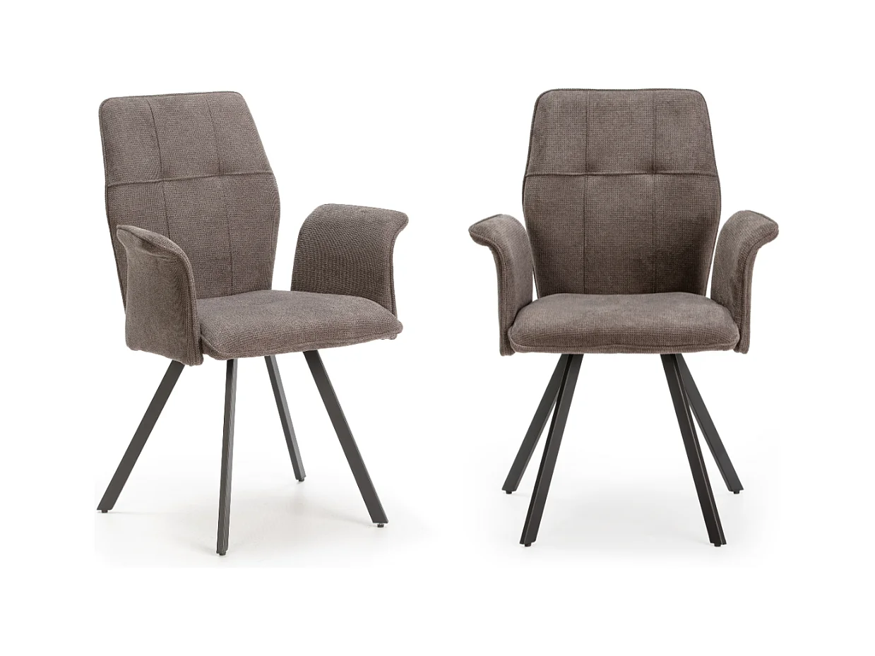 Lot de 2 fauteuils en tissu avec pieds en métal noir L62 cm - MERY
