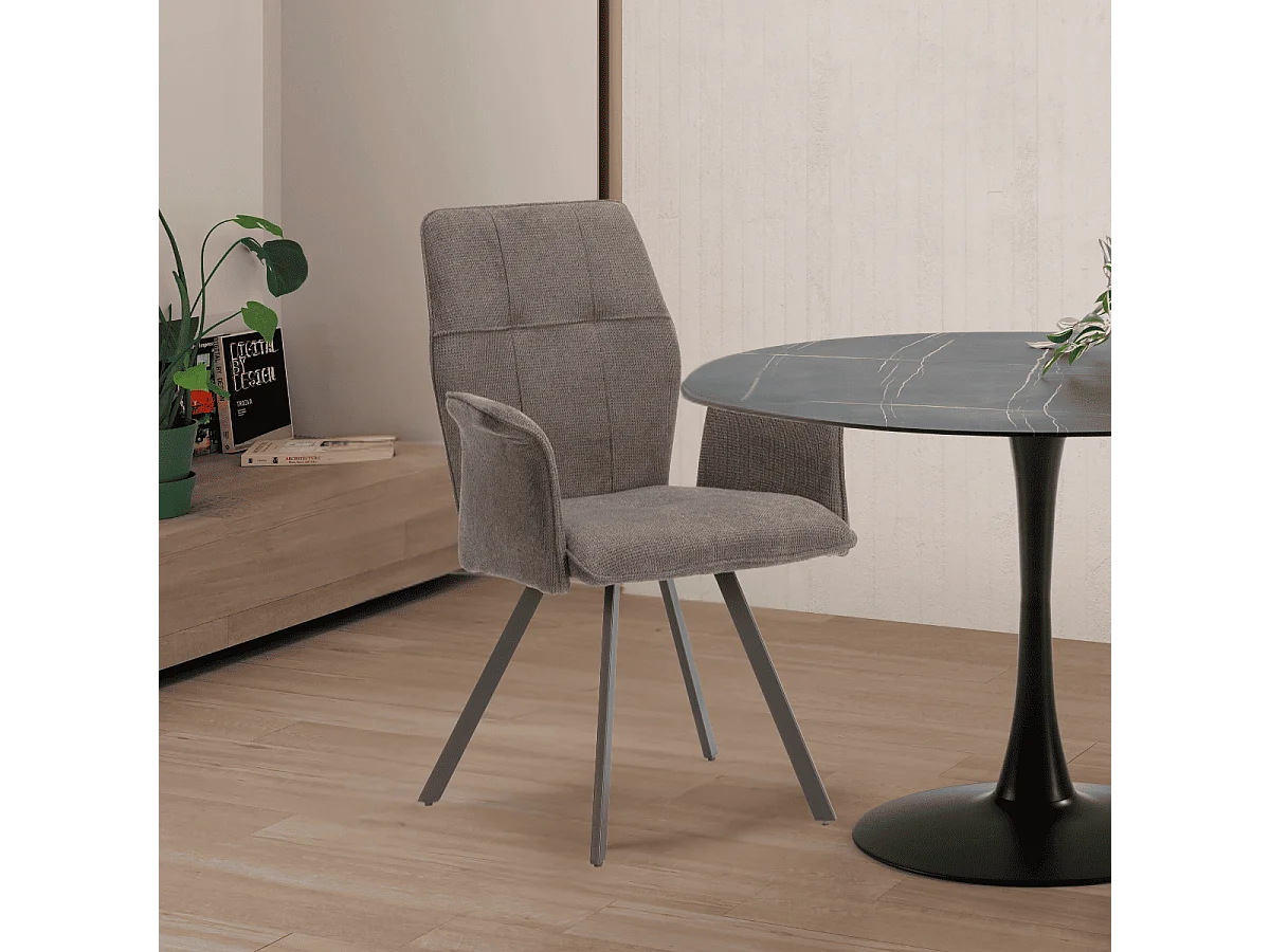 Lot de 2 fauteuils en tissu avec pieds en métal noir L62 cm - MERY