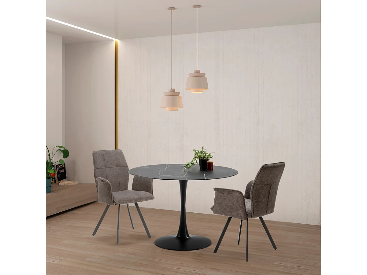 Lot de 2 fauteuils en tissu avec pieds en métal noir L62 cm - MERY