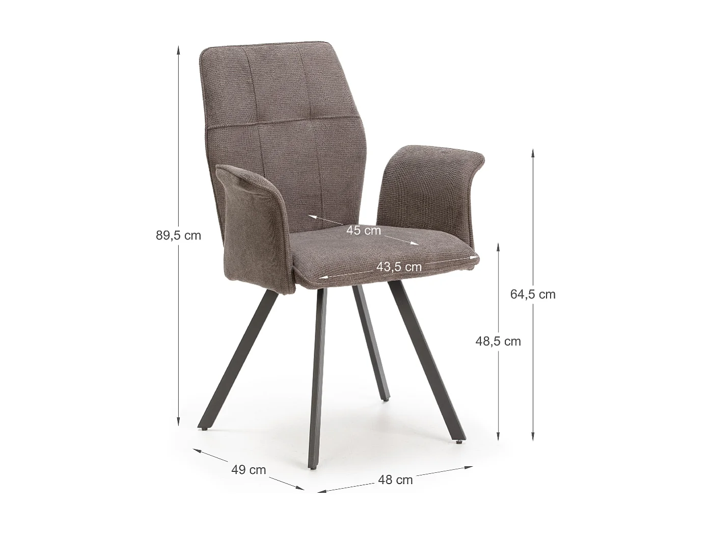 Lot de 2 fauteuils en tissu avec pieds en métal noir L62 cm - MERY