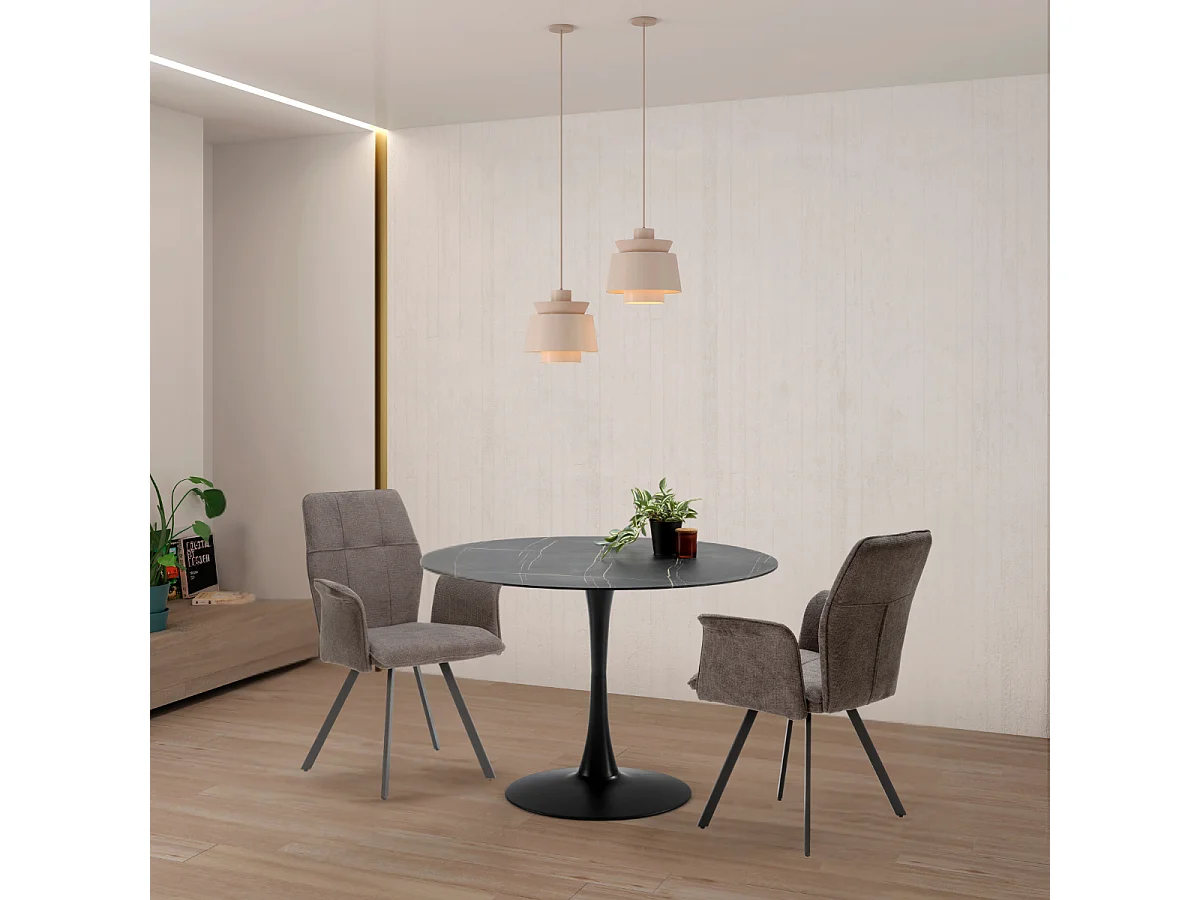 Lot de 2 fauteuils en tissu avec pieds en métal noir L62 cm - MERY