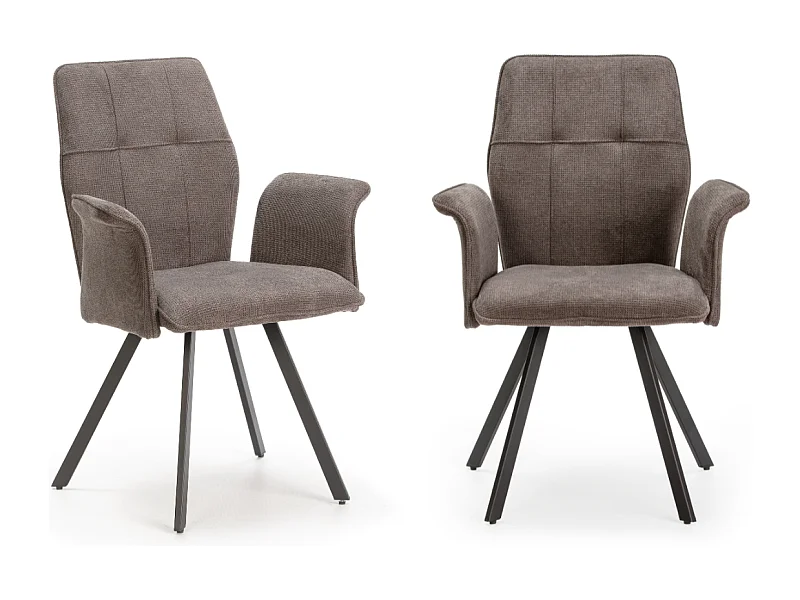 Lot de 2 fauteuils en tissu avec pieds en métal noir L62 cm - MERY