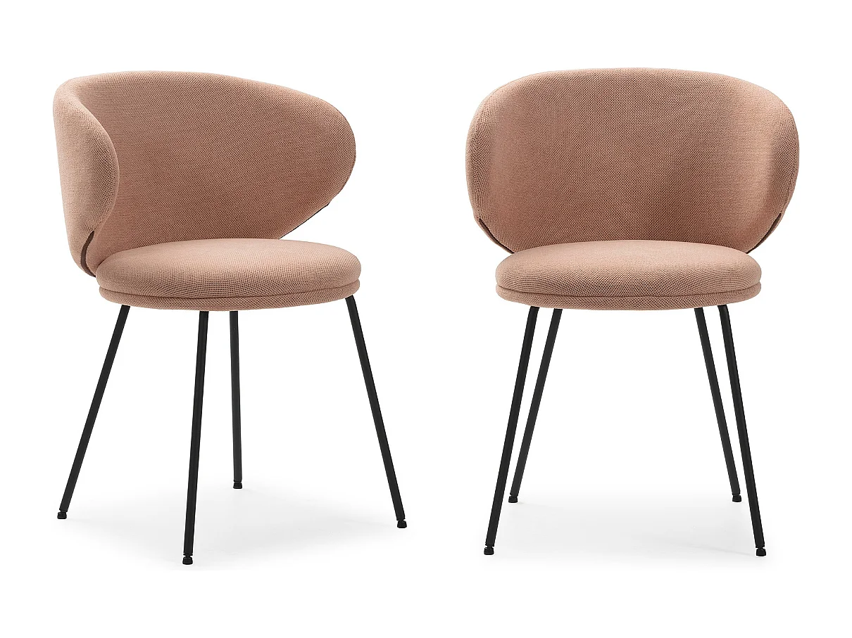 Lot de 2 chaises en tissu avec pieds en métal noir L60 cm - RUSH