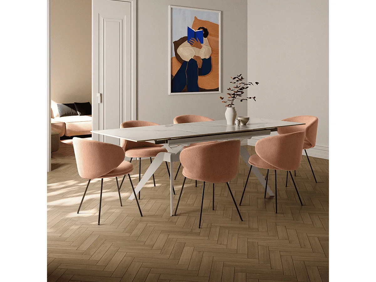 Lot de 2 chaises en tissu avec pieds en métal noir L60 cm - RUSH