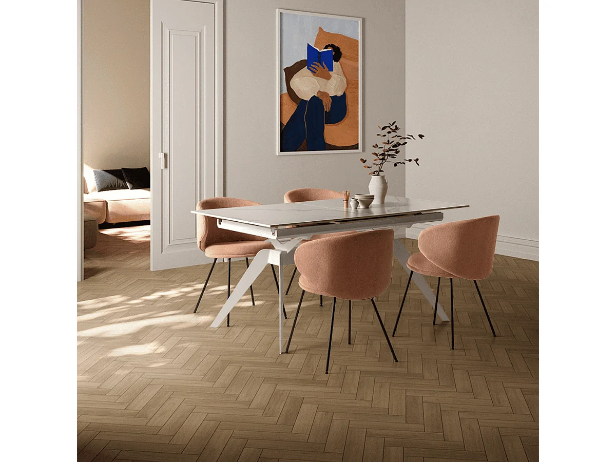 Lot de 2 chaises en tissu avec pieds en métal noir L60 cm - RUSH