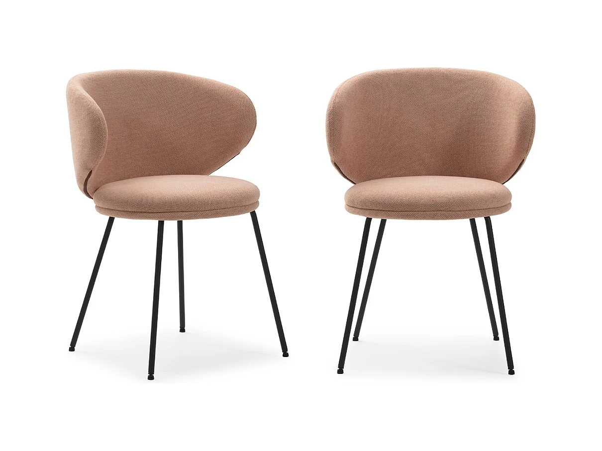 Lot de 2 chaises en tissu avec pieds en métal noir L60 cm - RUSH