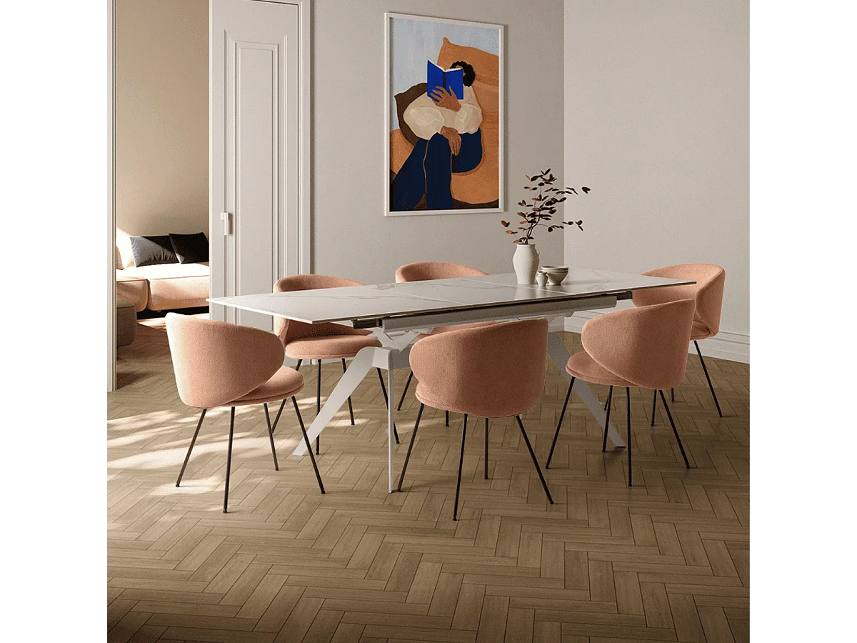 Set aus 2 Stühlen aus Stoff mit schwarzen Metallbeinen L60 cm - RUSH