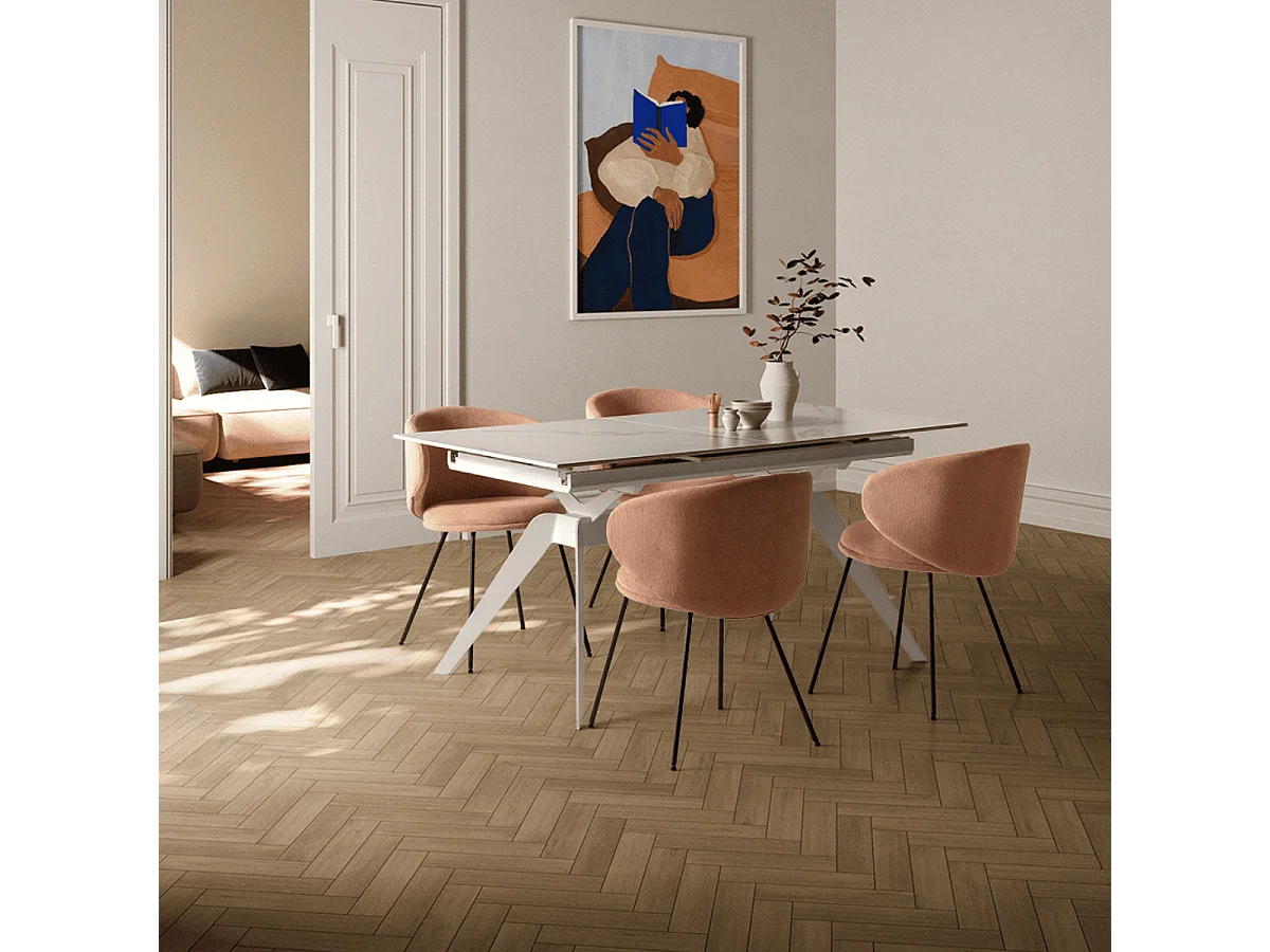 Set aus 2 Stühlen aus Stoff mit schwarzen Metallbeinen L60 cm - RUSH