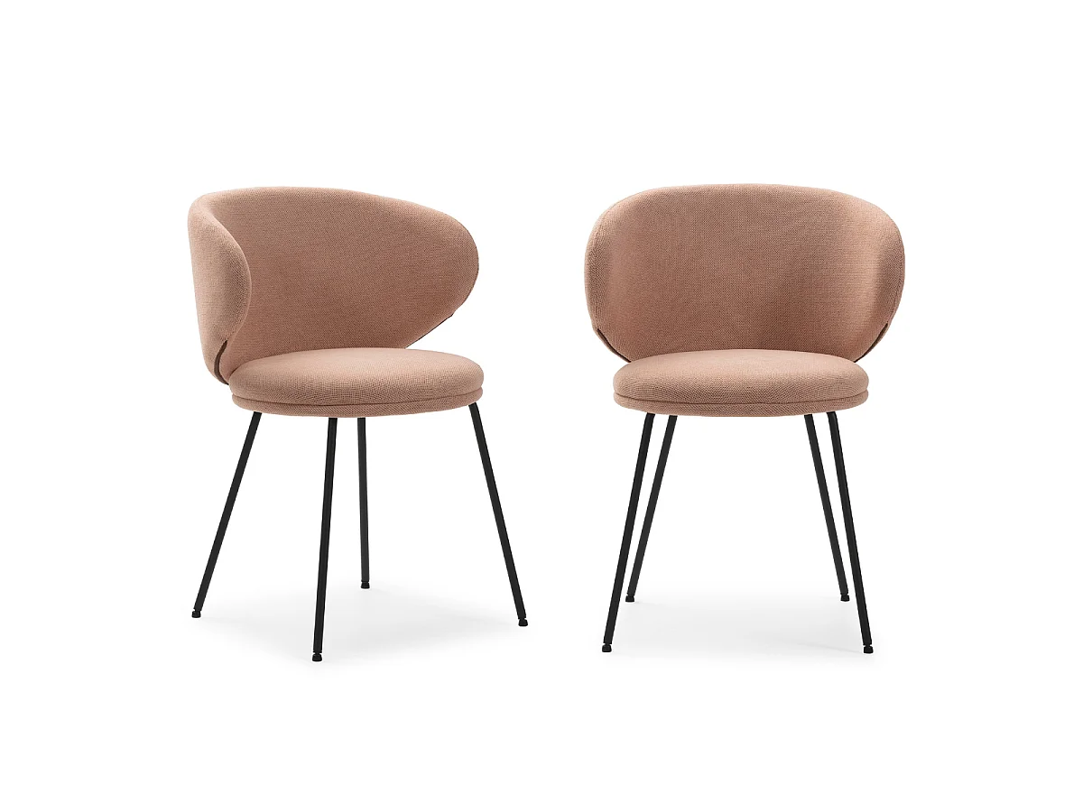 Lot de 2 chaises en tissu avec pieds en métal noir L60 cm - RUSH