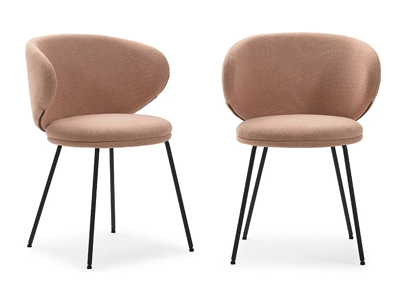 Set di 2 sedie in tessuto con gambe in metallo nero L60 cm - RUSH