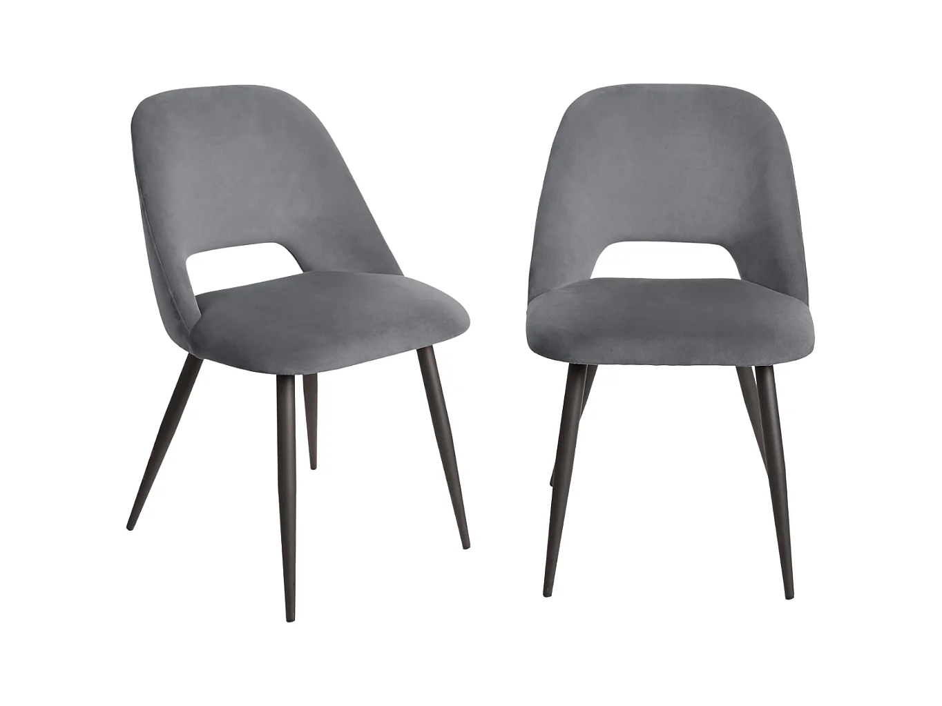 Lote de 2 sillas de comedor de tela con patas de metal negro L58 cm - AIMABLE
