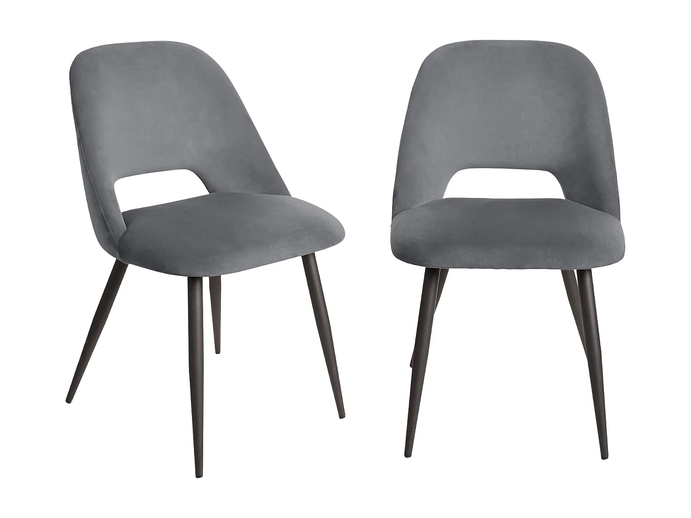 Lot de 2 chaises de séjour en tissu avec piètement en métal noir L58 cm - AIMABLE