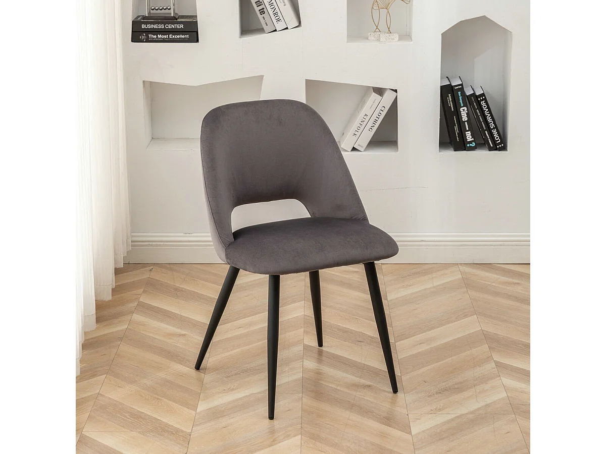 Lot de 2 chaises de séjour en tissu avec piètement en métal noir L58 cm - AIMABLE