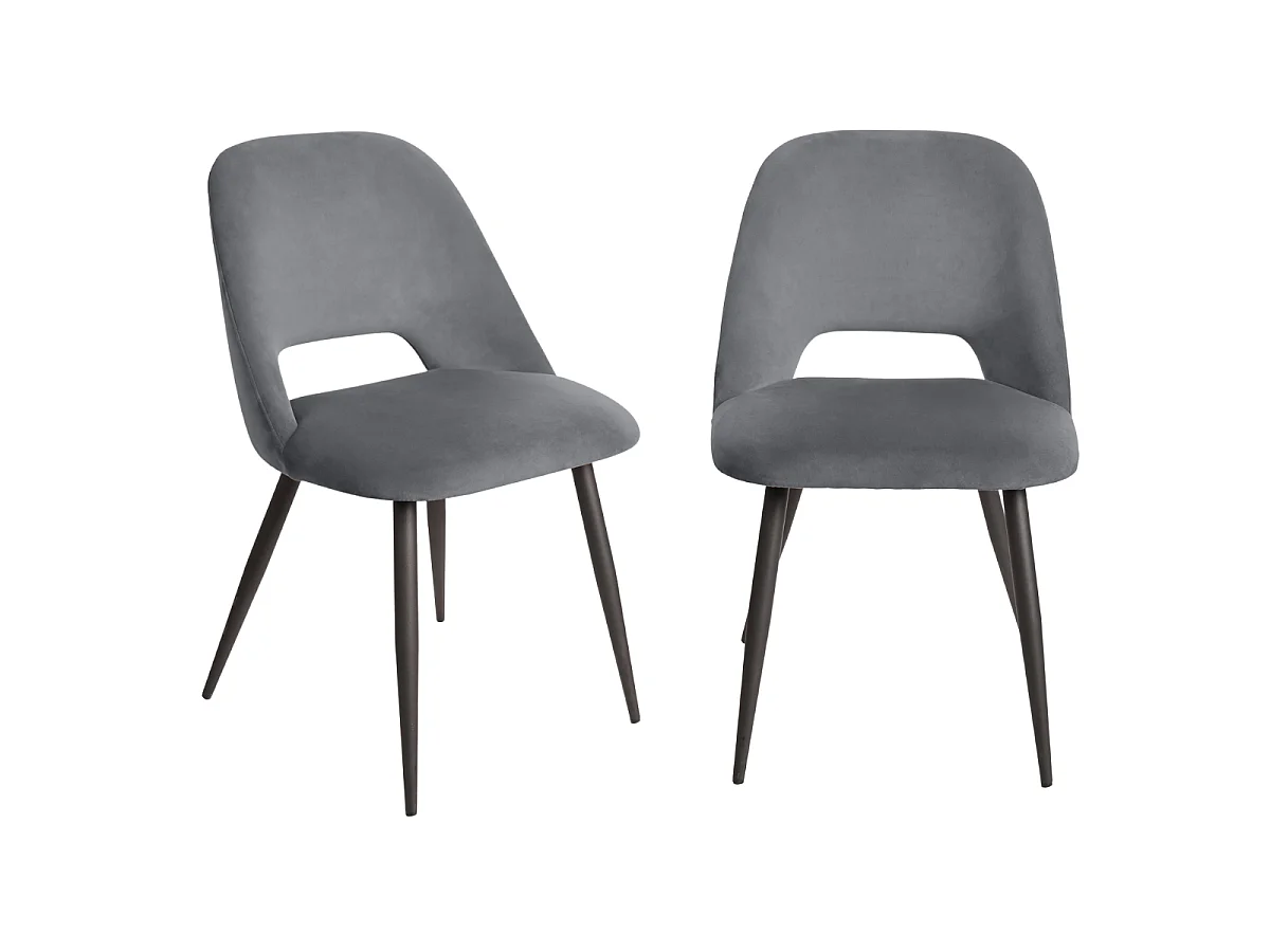 Lot de 2 chaises de séjour en tissu avec piètement en métal noir L58 cm - AIMABLE