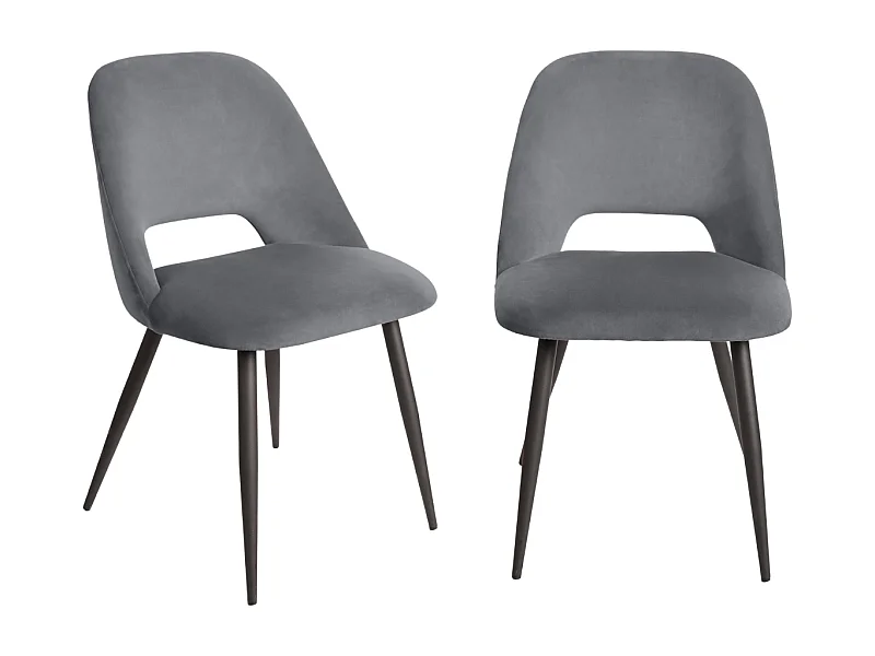 Lot de 2 chaises de séjour en tissu avec piètement en métal noir L58 cm - AIMABLE