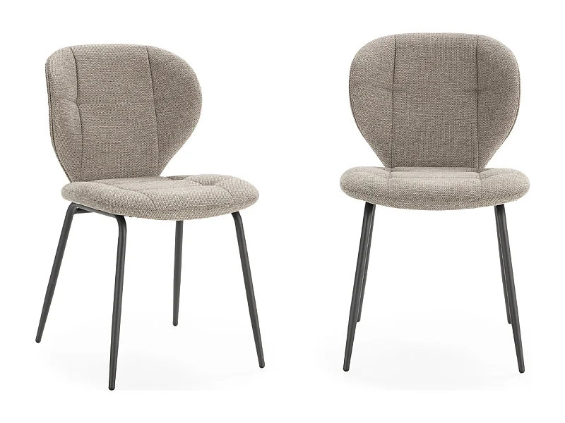 Set van 2 stoelen in stof met zwarte metalen poten L50 cm - LUCY