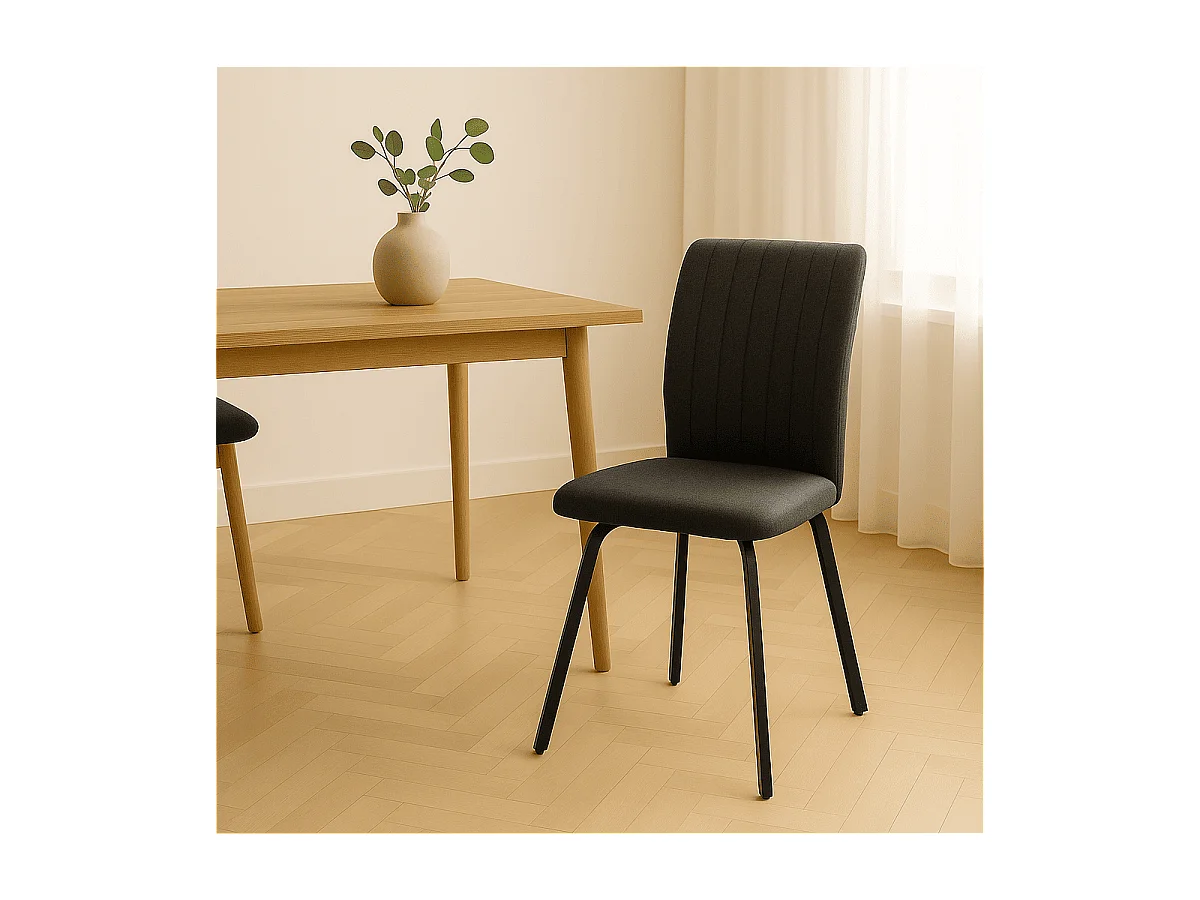 Lot de 4 chaises en tissu avec pieds en métal noir L47,5 cm - PRETTY