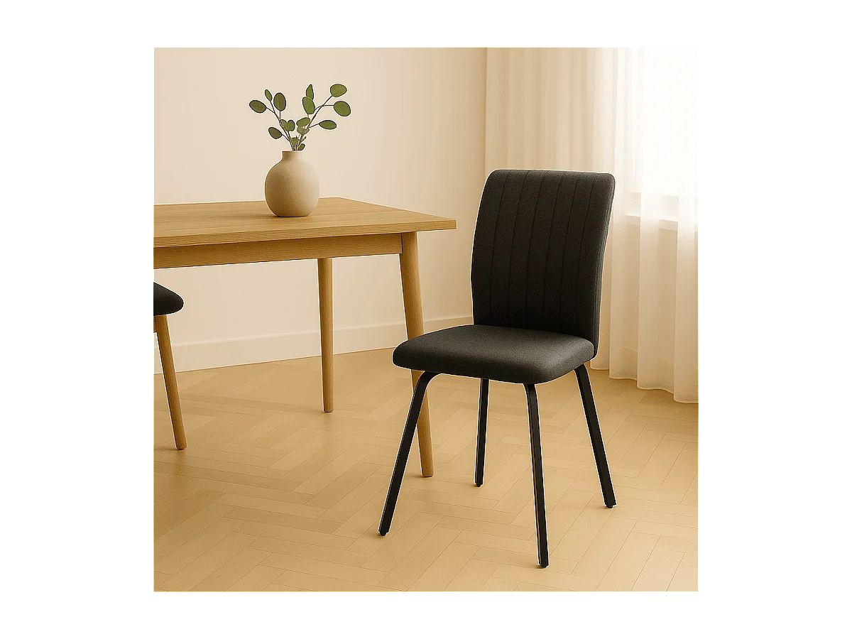 Set van 4 stoelen in stof met zwarte metalen poten L47,5 cm - PRETTY