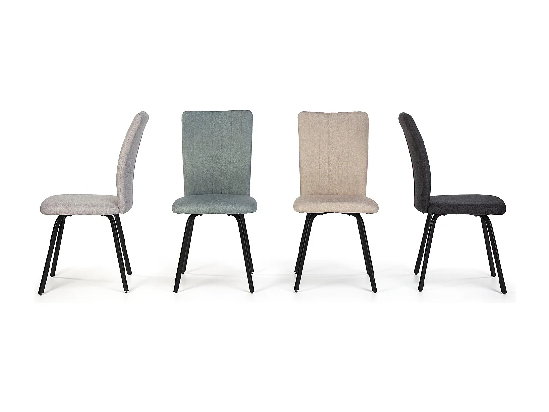 Set van 4 stoelen in stof met zwarte metalen poten L47,5 cm - PRETTY