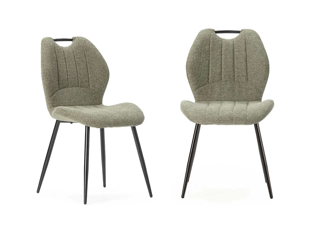 Set di 4 sedie in tessuto con gambe in metallo nero L48 cm - MULI