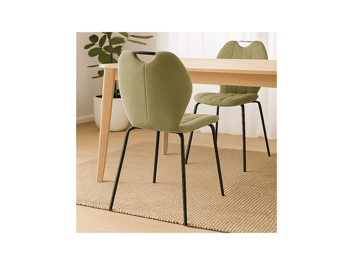 Set aus 4 Stühlen aus Stoff mit schwarzen Metallbeinen L48 cm - MULI