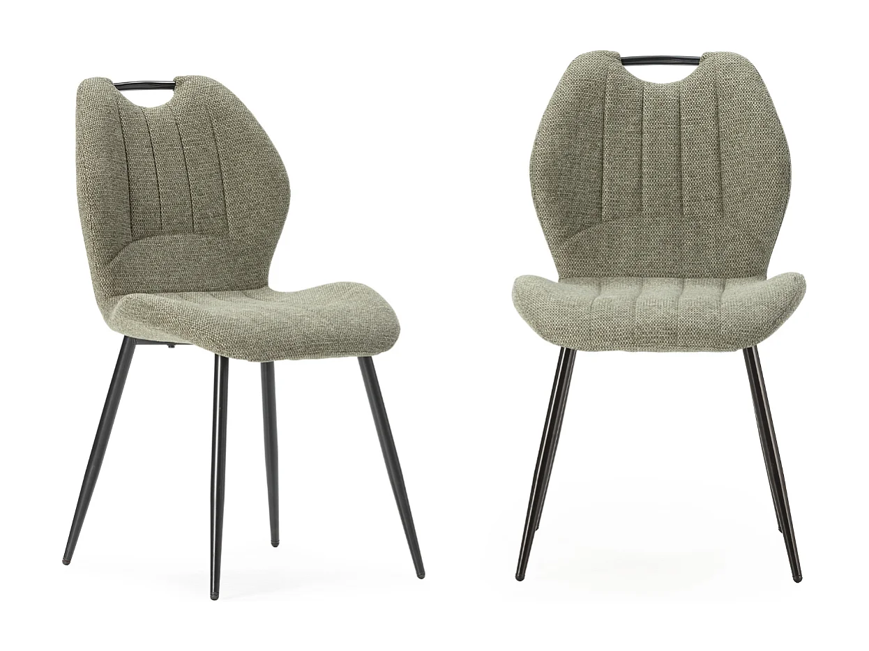 Set di 4 sedie in tessuto con gambe in metallo nero L48 cm - MULI