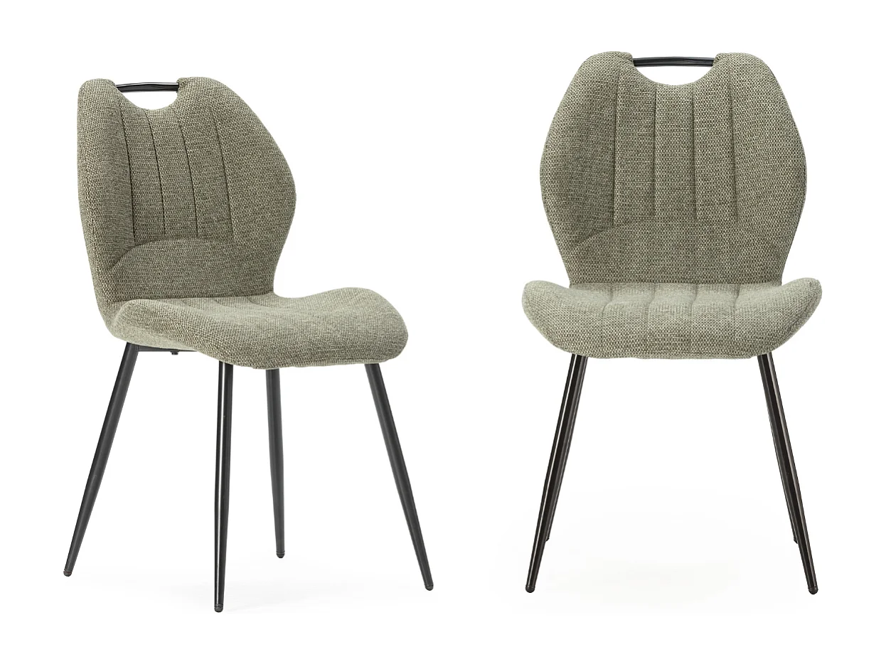 Set aus 4 Stühlen aus Stoff mit schwarzen Metallbeinen L48 cm - MULI