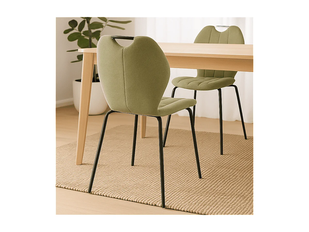 Set aus 4 Stühlen aus Stoff mit schwarzen Metallbeinen L48 cm - MULI