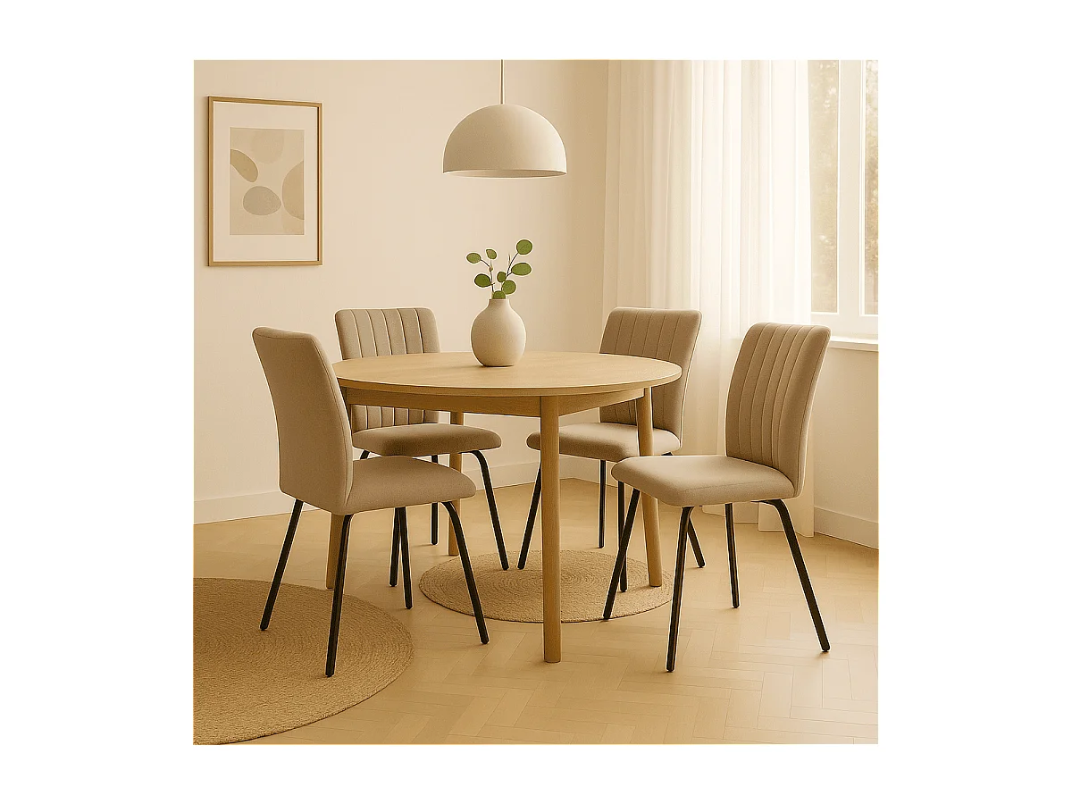 Lot de 4 chaises en tissu avec pieds en métal noir L47,5 cm - PRETTY